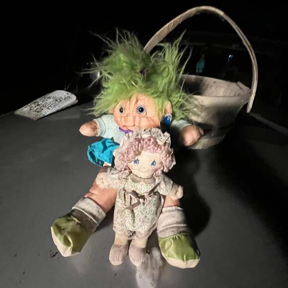 Vintage Chosun Trolio Troll Plush Doll, 9", Green Hair - Picture 1 of 1